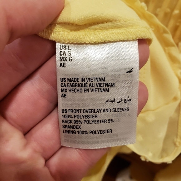 NWT Charter Club Women's Double-Ruffled Textured Bell Sleeve Yellow Blouse Large - Picture 7 of 7